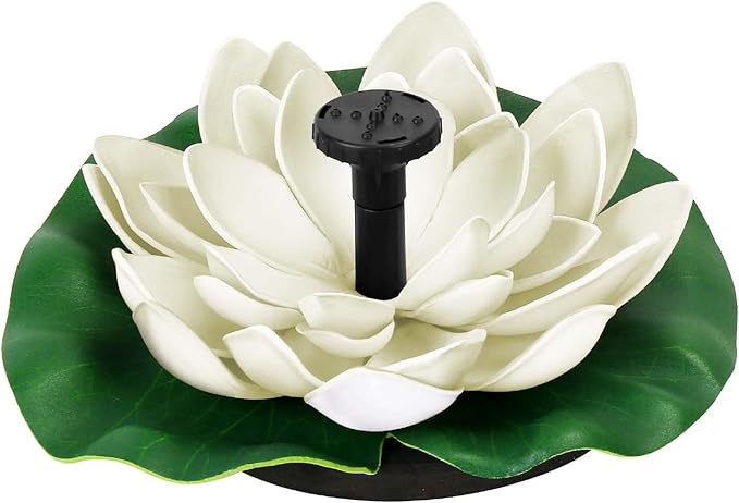 Solar Water Fountain for Bird Baths, Floating Solar Powered Water Fountain Pump for Birdbath, Garden, Pond, Pool, Outdoor Decor, Water Lily, Beige