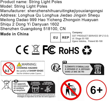 AHRLHR 6 Pack String Light Poles, Outdoor String Light Pole 10 ft Forked Metal Light Pole with Adjustable Outdoor Light Stand, Deck, Backyard, Garden, Wedding, Rustproof and Sturdy with Hooks.