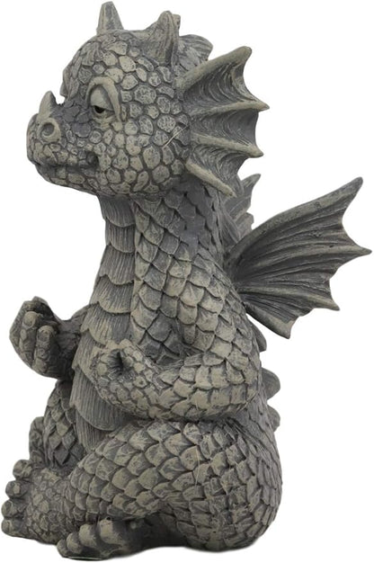 Ebros Whimsical Meditating Dragon Fists Inner Qi Strength Power Statue 5" Tall Faux Stone Resin Finish Fantasy Animated Dungeons and Dragons Welcome Guest Greeter Decor Figurine