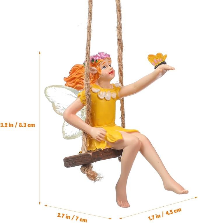 HANABASS Flower Fairy Swing Statue Outdoor Garden Sculpture Creative Hanging Fairy Figurine for Patio and Landscape Resin Crafts Swing Statue for Lawn Yard Patio Windowsill Garden Gifts