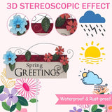 Spring Decor Outdoor Spring Greetings Flower Metal Garden Stakes Decorative Colorful Floral Welcome Sign Yard Art Garden Decorations for Home Outside Lawn Porch Backyard Walkwa