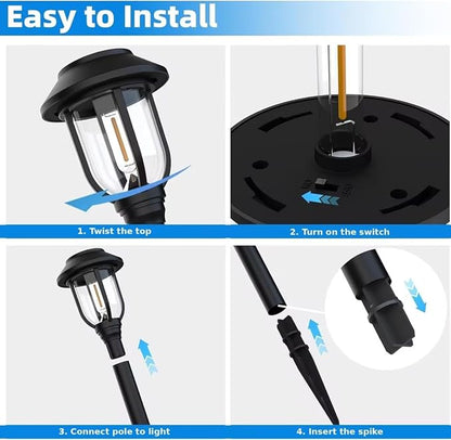 Solar Pathway Lights Outdoor 8 Pack, Warm White Solar Path Lights,Solar Lights Outdoor Waterproof Decorative Landscape Path Lights Auto On/Off, Solar Garden Lights for Yard Walkway Driveway Patio