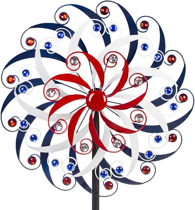DREAMYSOUL Large Wind Spinners 20" Dia, Metal Patriotic Wind Sculpture Spinner Yard Art for Outdoor Garden Patio Decor