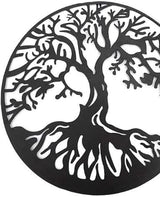 Bellaa 20230 Metal Wall Art Tree Circle Of Life Round Hanging Sculptures Indoor Living Room Outdoor Garden Patio Decor Black 24 inch