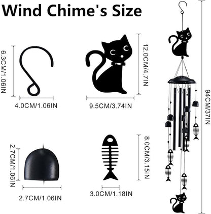 Cat Wind Chimes for Outside, Cat Lover Gifts for Women Men Mom Grandma Birthday Festival, 37" Windchimes Hanging Outdoors Garden Decor, Home Patio Garden Porch Yard Decorations