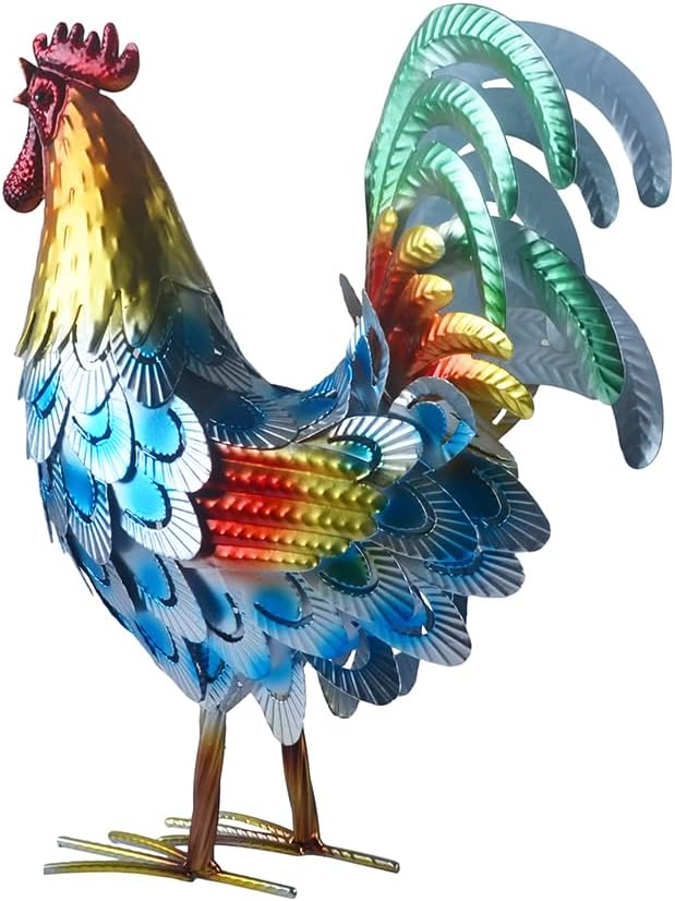 Metal Rooster Statue Garden Chicken Sculpture Decoration Metal Yard Art for Yard Outdoor Indoor Decoration (#H)