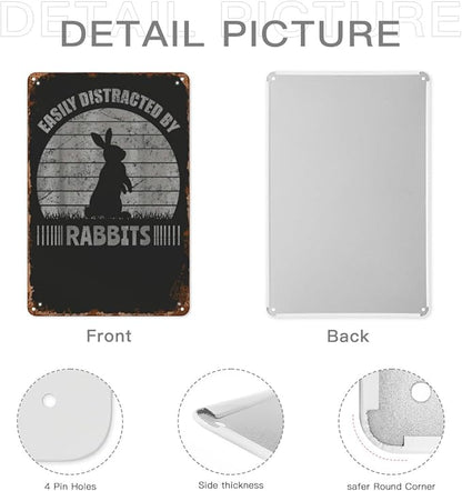 Patio Wall Decor Farmer Rabbit Vintage Signs Metal Club Indoor & Outdoor Wall Decor Cute,Funny,Inspiring Plaques For Home,Office,Yard,Bathroom 8X12inch