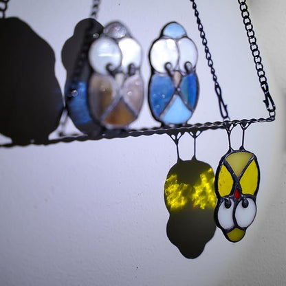 Owl Bird Gifts for Bird Lovers Stained Glass Suncatchers for Windows,Birds Decor Stained Glass Window Hangings,Owls Ornament Housewarming Gift Owls Gifts for Women Owl Lover