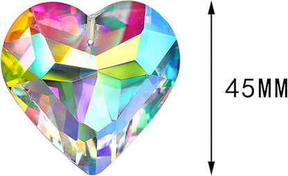 HDCRYSTALGIFTS 6pcs 50mm Crystal Heart Prism Suncatcher Window Sun Catchers Crystals Hanging Decorations Rainbow Maker Pendant Glass Ornaments for Valentine’s Day/Galentines Day