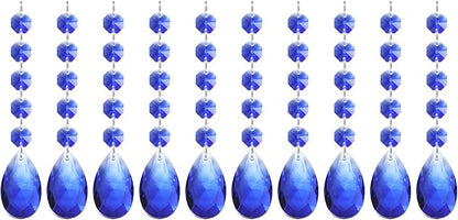 PATIKIL Teardrop Crystal Chandelier Pendants Beads, 10 Pack 145mm Length 38mm Chandelier Prisms Parts Ornaments Hanging Beads for DIY Arts Crafts Decoration, Blue