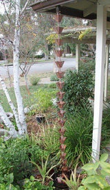 Nutshell Stores Medium Square Cups Rain Chain - Pre-Aged Copper - 15 Feet