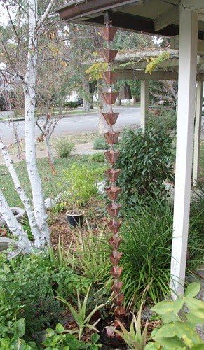 Nutshell Stores Medium Square Cups Rain Chain - Pre-Aged Copper - 12 Feet