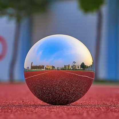 Nerien 12 Inch Gazing Ball, Stainless Steel Garden Mirror Globe, Polished Ornament Sphere, Hollow Floating Reflective Hemisphere, Home Outdoor Pond Housewarming Swimming Pool Decoration Gifts, Silver