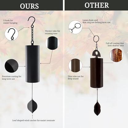 Wind Chimes for Outside Deep Tone, Deep Resonance Serenity Bell Wind Chimes,Metal Windbell, Weather Resistant Modern Wind Chimes for Patio Garden Porch, Black