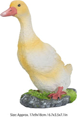 GLOGLOW Duck Figurine, Outdoor Resin Duck Sculpture Statue Garden Animal Ornament Decor for Garden Lawn Yard Pool Side 7.1x5.9x3.5in(Yellow)