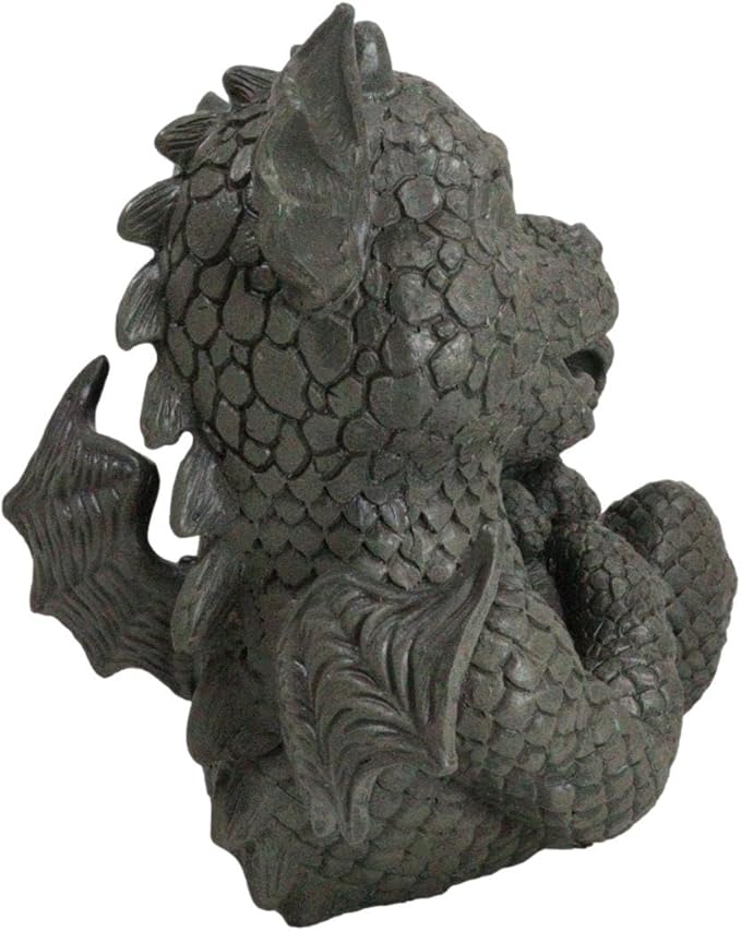Ebros Garden Dragon Family Mommy and Me Time Statue 8" Long Cute Baby On Mother's Bosom Dragons Faux Stone Resin Finish Figurine Fantasy Home Decor