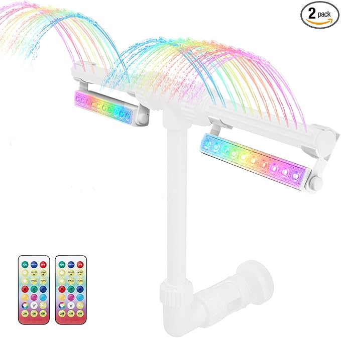 2PCS LED Lights for Pool Fountain, IP68 Waterproof 7-Color 4-Mode, Rechargeable Dual-Purpose with Remote & Clip-on Mount for Pool Waterfall/Underwater Use