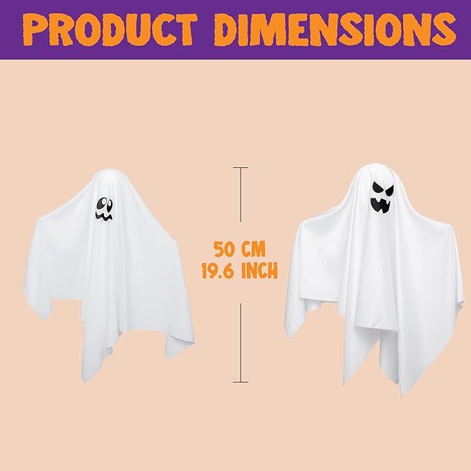 JOYIN 7 Pcs Halloween Hanging Ghost Decorations Outdoor, 19.6” Flying White Ghost Decor for Halloween Tree Front Yard Patio Lawn Garden Party and Holiday Décor