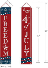 4th of July Decorations - Patriotic Decorations for Independence Day - Happy Fourth of July Deals and Let Freedom Ring Hanging Flags Bunting Banners Door Porch Sign - Fourth of July Party Supplies