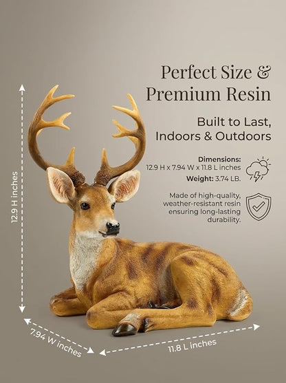 XTAPAN Buck Statue Figurines Deer Animal Sculpture Gift Home Decor,Office or Outdoor Garden Statue Woodland Decoration
