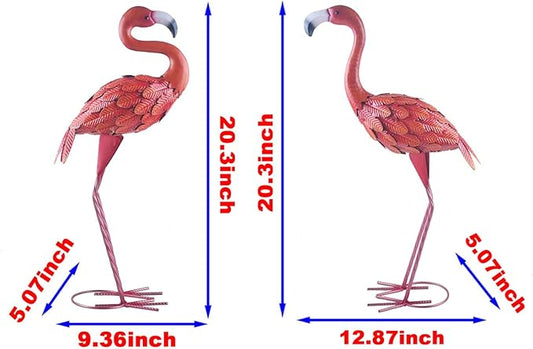 Flamingo Statue Metal Sculpture Garden Decoration Metal Yard Art for Patio Lawn Backyard Outdoor Decoration