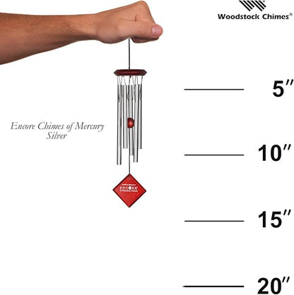 Woodstock Chimes Encore Collection, Chimes of Mercury, 14'' Silver Mercury Wind Chimes for Outdoor, Patio, Home or Garden Décor (DCS14)