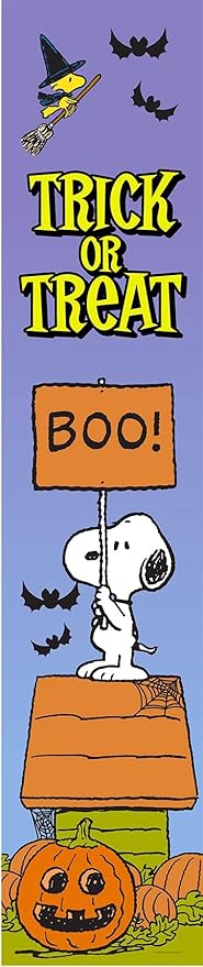 Spoontiques - Welcome Porch Sign - Decorative Home Décor Wooden Signs - Rustic Outdoor Decoration - Durable and Weatherproof - Entryway Decoration - 8” x 40” - Peanuts Halloween