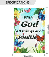 With God All Things Are Possible Garden Flags 12×18 Inch Double Sided Decorative Yard Banner Seasonal Flag for Outdoor Outside Decor