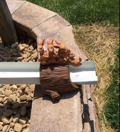 Rain Gutter Downspout Extension, Rabbit Garden Statue Splash Block for 3''x4'' French Drain Pipe, Resin Diverter Extender Guards, Water Catcher Adapter Flexible Drainage, Yard Decoration for Summer.