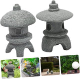 Outdoor Statue Japanese Style Zen Garden Statues 2 Pack Sandstone Decor Sculpture Decor