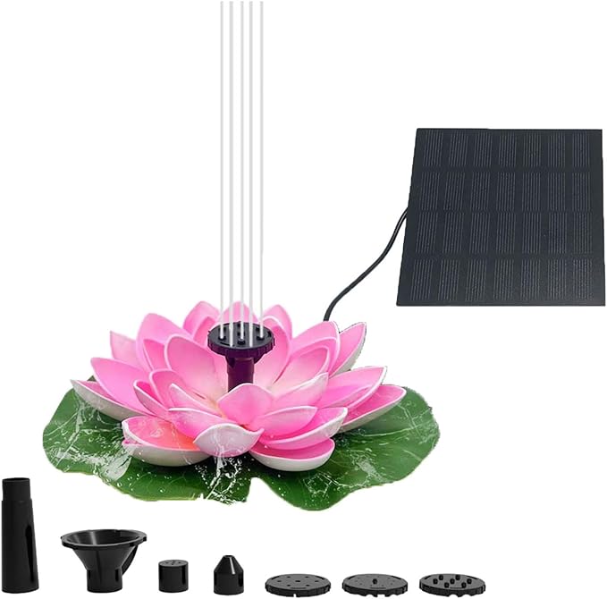 Solar Garden Fountain Water Lilies Designs Outdoor Bird Bath Accessories Suitable for Patios and Fish Pond Fish Pond Accessories