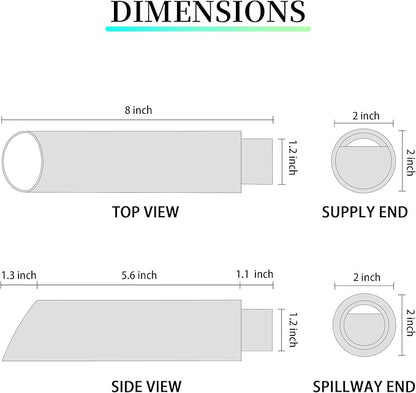 1.2 Inch 316 Stainless Steel Round Waterfall Spout Scupper, Outdoor Spillway Water Fountain Landscape Decor for Pools, Ponds, Water Walls, Overall Length 8 Inch (Matt Brown)