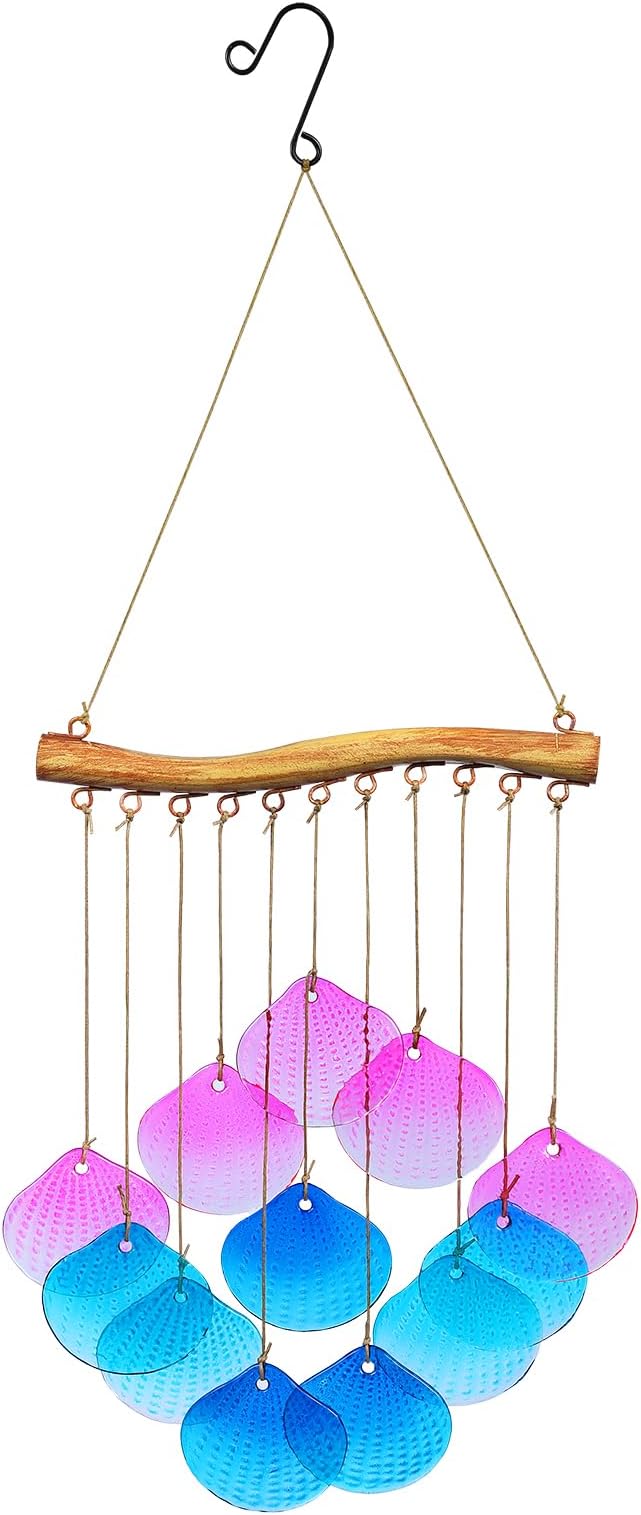 Glass Shell Wind Chimes for Outdoor Decor -Durable Windchimes for Garden, Porch, and Christmas Spaces, Unique Handmade Outdoor Wind Chimes, Yard Christmas Decorations