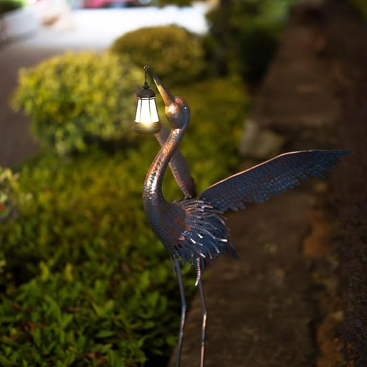 Crane Garden Statues for Outside, 43" Metal Heron Yard Art & Garden Sculptures - Large Outdoor Decor for Patio, Backyard, Pond, Lawn Ornaments