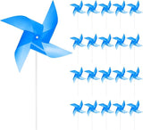HARFINGTON 50pcs Windmills for The Yard Garden 17" x 11" 4 Leaves Pinwheels Wind Mills Spinners Windproof Waterproof Bird Devices with Stakes for Patio Decor, Dark Blue