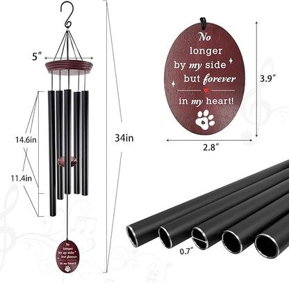 Pet Memorial Wind Chime, Dog Memorial Wind Chimes for Loss of Dog, Tuned Aluminum Tubes in G Scale, Wooden Top, Sympathy Pet Loss Gifts for Garden Patio – Forever in My Heart