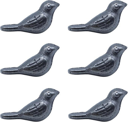 DoubleWood Cast Iron Bird Figurine, 2 Inch Decorative Birds Sculpture, Metal Mini Bird Garden Statue, Farmhouse Decor, Collectible Animal Figurines Outdoor Statues (Set of 6)