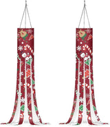 Christmas Elk Tree Snowman Windsock Outdoor Hanging Durable Easy to Assemble Polyester Fabric Front Home Garden Yard Patio Balcony Christmas Decoration (Red)