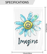 Imagine Flowers Hippie Peace Garden Flags 12×18 Inch Double Sided Decorative Yard Banner Seasonal Flag for Outdoor Outside Decor
