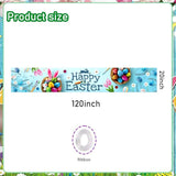 Happy Easter Banner 120" x 20" Outdoor Party Supplies Backdrop Bunny Eggs tulip Easter Banners for Home Decor Outside Indoor Garden Fence Garage Balcony Porch Tree Front Door Decorations