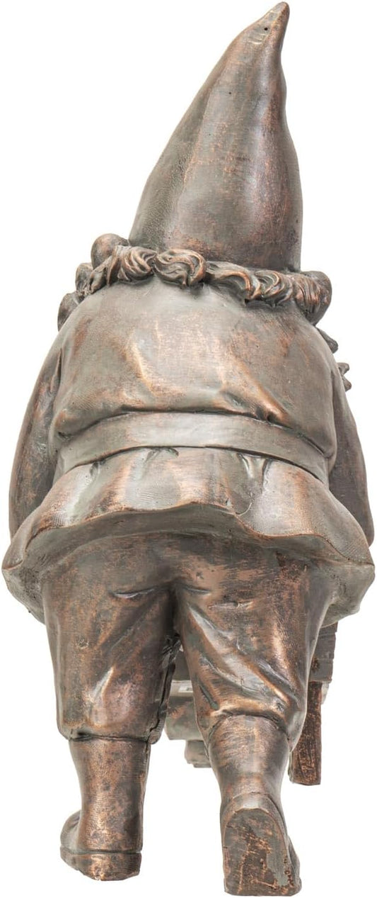 Pacific Giftware Happy Garden Gnome Bronze Finish Resin Figurine (Wheelbarrow Man)