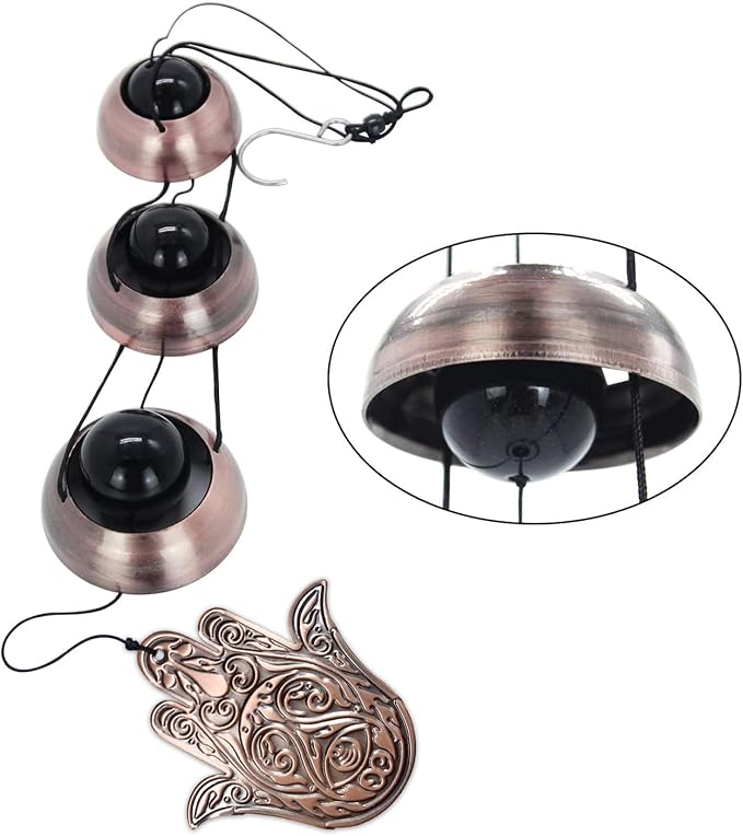 Temple Wind Chime, Red Copper Wind Chimes with 5 Bells, Feng Shui Wind Chimes for Home Yard Outdoor Decoration, A Great Memorial Wind Chime for Someone Who Loves Peace
