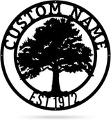 RealSteel, Tree of Life, Oak Tree Family Monogram, Custom Metal Signs, Personalized Wall Art, Split Letter Monogram, Metal Wall Decor, Last Name Sign, Family Name Sign, Dad Gift, Outdoor Garden Decor