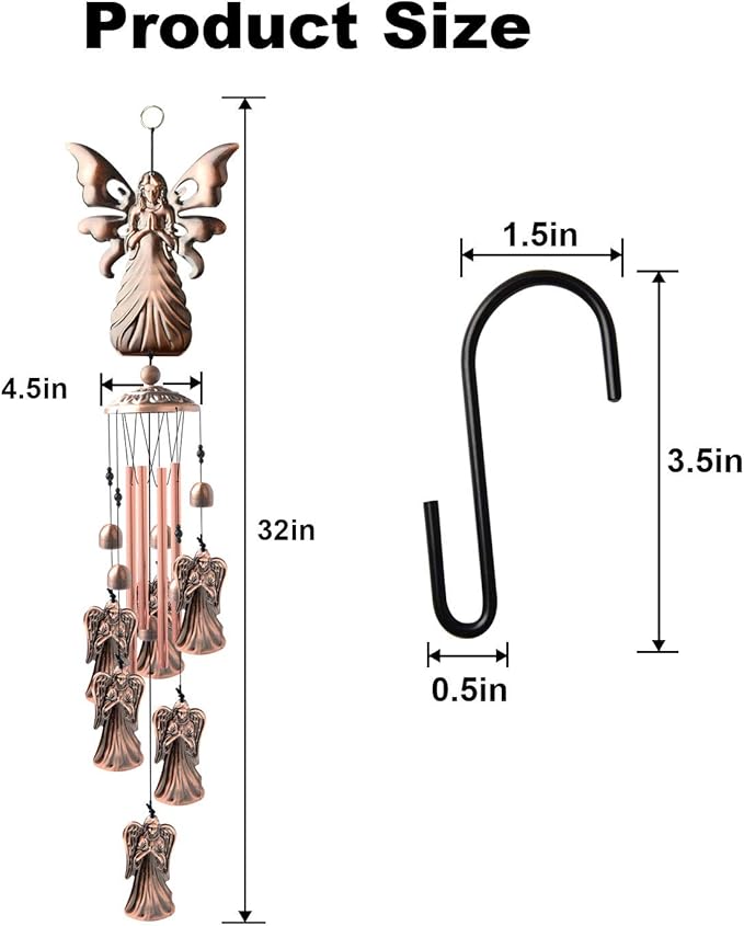 Angel Gifts for Grandma, Mother Wind Chimes,Birthday Gift for mom/Husband/Wife/Women/Aunt/Daughte/Friend/Niece/Sister/Teacher,Gardening Gifts,Memorial Windchime Outside,Yard Decor
