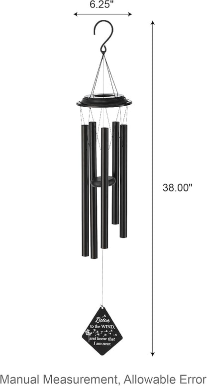 Glitzhome 38" H Large Metal Wind Chime, Classic Black Wind Chimes with Wind-Catcher, Memorial Windchime for Patio, Garden, Outdoor Home Decor