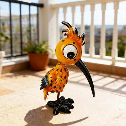 Metal Large Garden Statue,16.5" Orange Bird Statues and Sculptures for Outdoor Decor,Metal Yard Art Lawn Ornaments for Patio Backyard Decoration