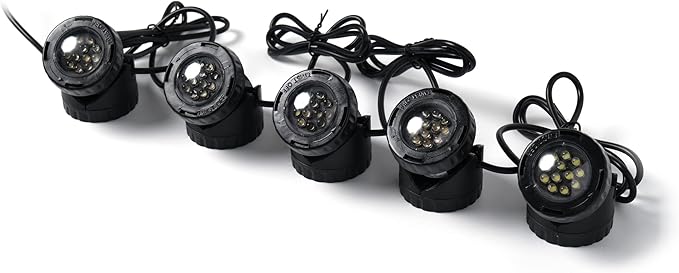 Jebao Submersible LED Pond Light with Photcell Sensor, Set of 5