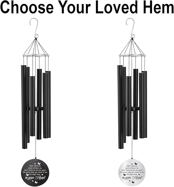 ASTARIN Personalized 30" Bereavement Wind Chimes for Outside, Memorial Gift in Remembrance of a Loved One, Sympathy Gift for Loss of Mother Father Husband, Garden Patio Decor