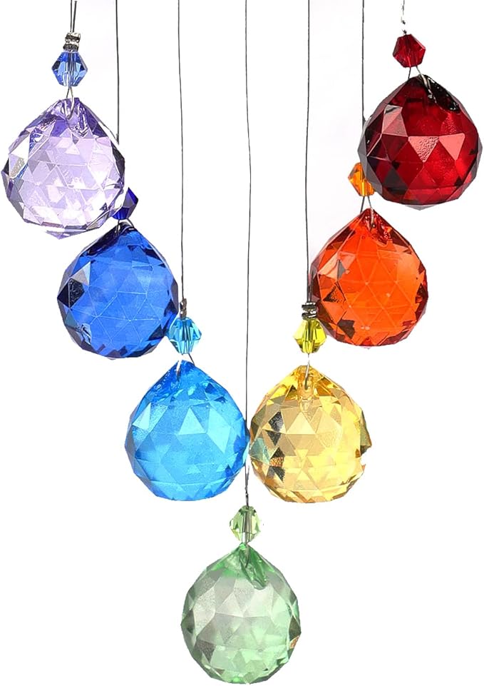 Crystal Moon Suncatcher Stained Glass Beads Rainbow Maker Window Wall Hanging Prism Pendant Garden Outdoor Home Decor Ornaments