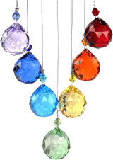 Crystal Moon Suncatcher Stained Glass Beads Rainbow Maker Window Wall Hanging Prism Pendant Garden Outdoor Home Decor Ornaments